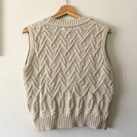 NWT MOD REF Cable Knit Landry Button Vest in Cream Natural | Size S - Picture 2 of 5